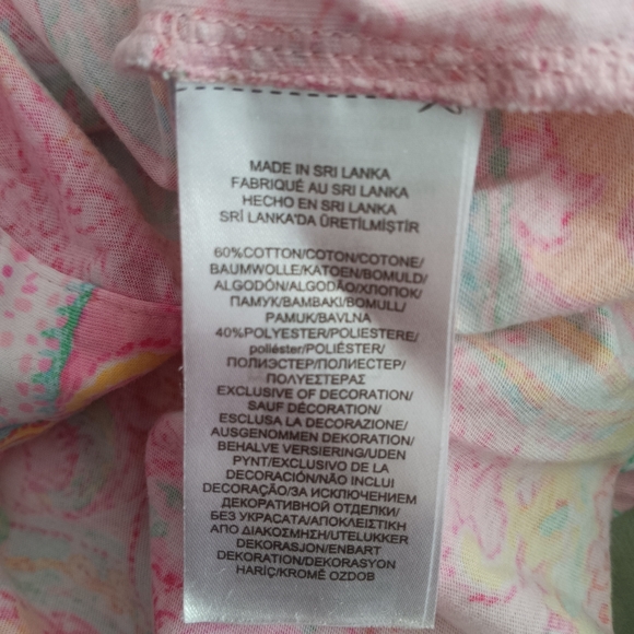 Lauren Ralph Lauren Paisley Button-Front Short Sleeve Pajama Top XL - Picture 7 of 7